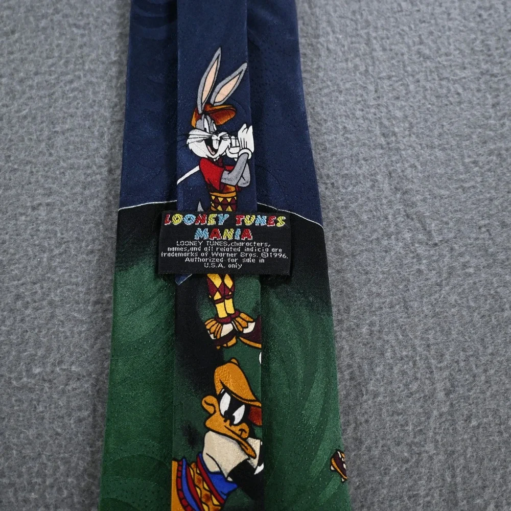 Looney Tunes Mens Vintage 1996 Golf Characters Silk‎ Tie OS Navy Green Multi